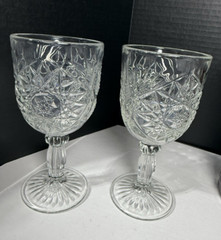 Set of 2 Vintage Libbey HOBSTAR Star of David Water Wine Goblets Glasses 7 1/4″
