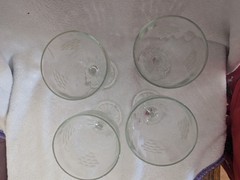 Four Crystal Wine Glasses With Grape Design