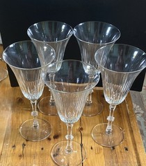 Bryce 798-1 Wine Glass 8-1/4″h Cut #1 on Stem #798 MCM Pittsburgh SET Of 5