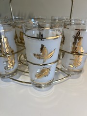 Vintage Libby Gold Leaf Bar Set 60’s Highball Glasses MCM