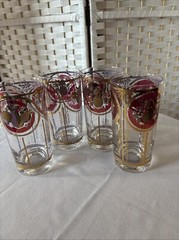 MCM Cora Gold decorated drink server and 4 rocks glasses «Gold Fruit» pattern