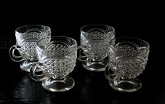 EAPG ☆ INDIANA TUMBLER & GOBLET AUSTRIAN MUGS PUNCH CUPS ☆ Set of 4 ☆ Ca 1894-99