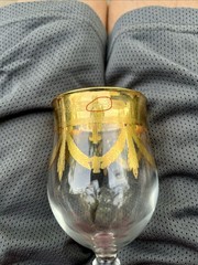 Cristallerie Italiane Handmade Wine Glasses 24k Gold Set of 3 Made In Italy VTG