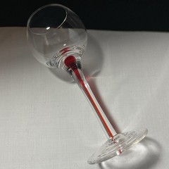 Petite Hand Blown Wine Glasses Clear With Red Infused Stem