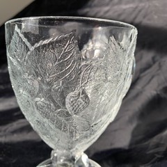 OPTIC PASABAHCE TURKEY CIRCLE OF ART GLASS 3D RAISED FRUIT COCKTAIL GLASS