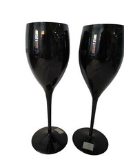 Mikasa Elite Elegance Jet Black Water Goblet Stardust Las Vegas A Pair 1987-2008