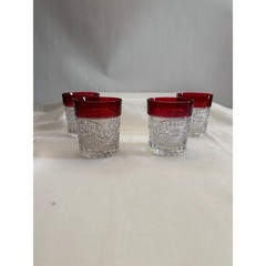 4,Tiffin Franciscan Kings Crown Ruby Flash Tumblers Glass 1050’s Vintage