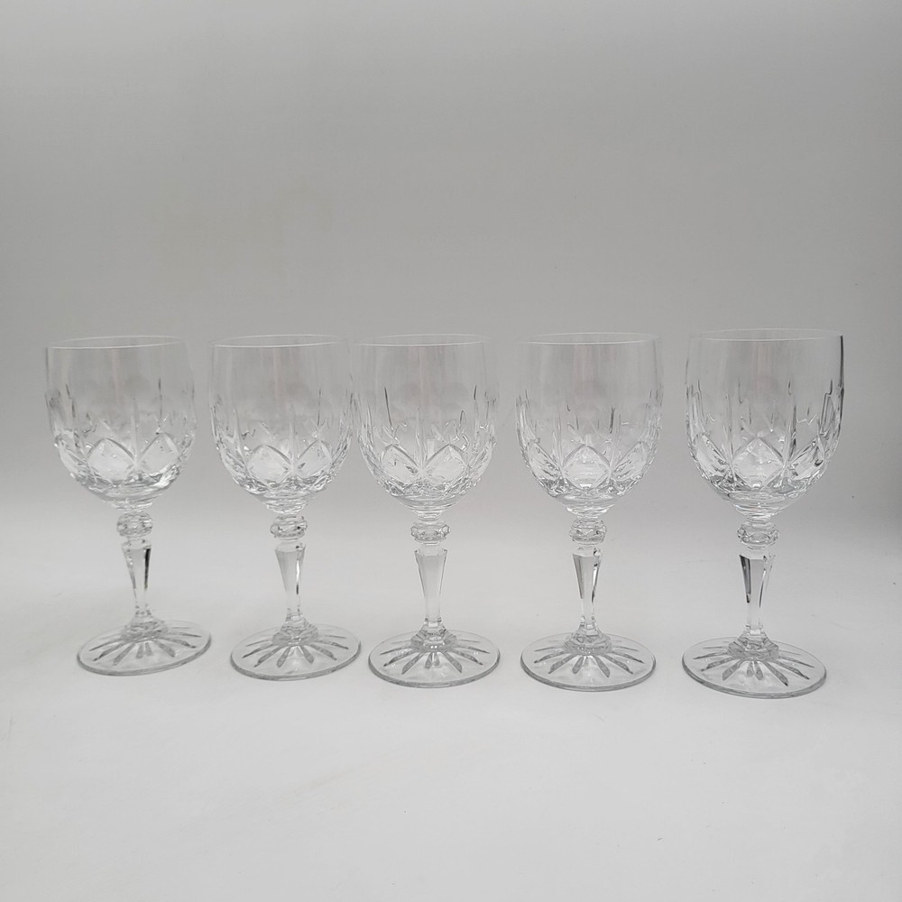5 Pcs Galway Irish Crystal Kylemore Wine Goblets 5.5″ Tall