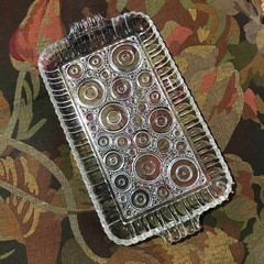 Vintage Anchor Hocking 1950s Glass Tray Bubble Circles 11″x6.5″ EUC Retro Decor