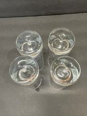 4 Vintage 1960s Clear High-Ball Glass Weighted Atomic Barware CONTROLLED BUBBLE