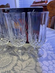 4 HTF Cristal d’Arques 10 Oz Longchamp Tall Glass Water Goblets 7 7/8″ Tall
