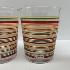 Set of 4 Fiesta Double Old Fashioned Glasses Stripes Fiestaware Retro Red Green