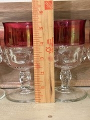 Vintage Cranberry Kings Crown Thumbprint Goblets