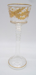 19TH CENTURY MOSER INTAGLIO CUT GOBLET GOLD GILT TWISTED STEM