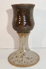 Stoneware Goblet Chalice Cup Art Pottery Wine Glass Glaze Brown Speckled