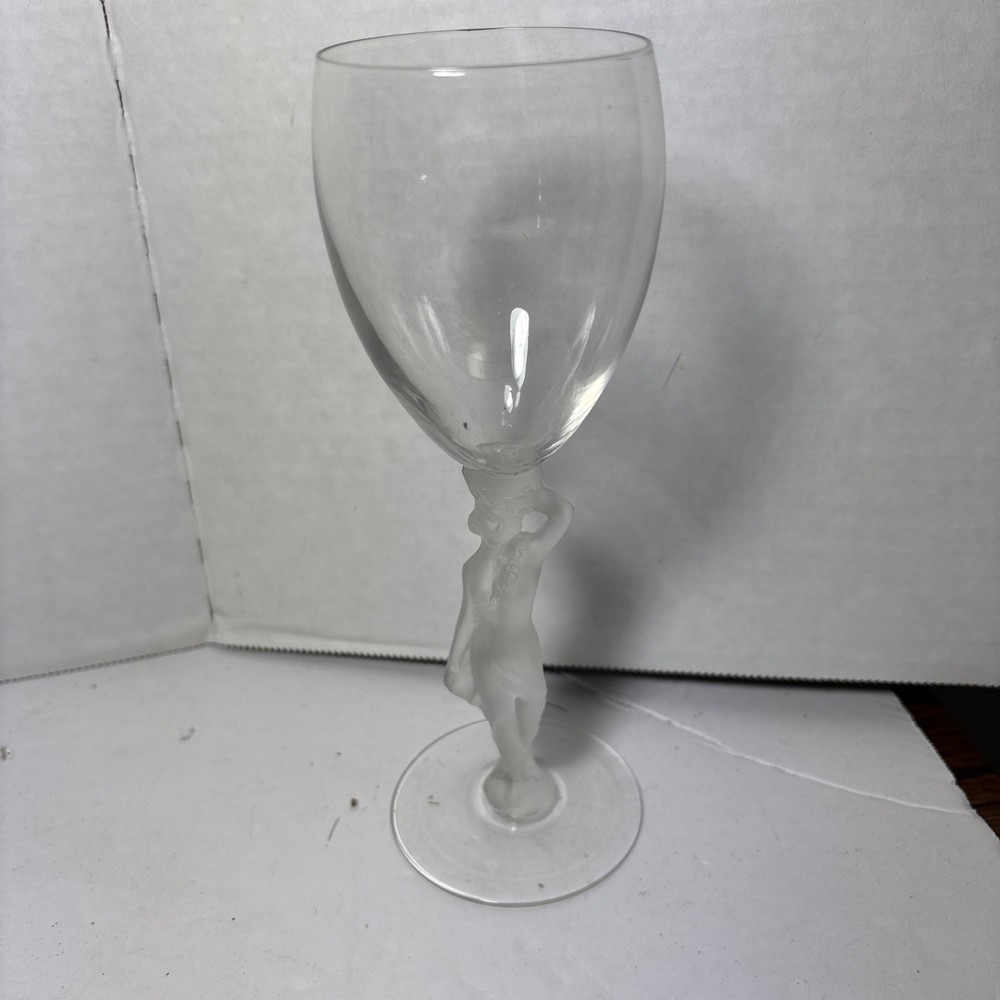 1 Vintage Bacchus by France Glass Female Nude Frosted Stem Liquor Cocktail Glass