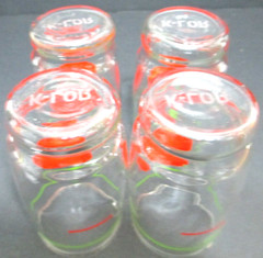 Vintage K-LOR Tomato Juice Glass Tumblers 3 7/8″ Tall SET OF 4 KERR Glass