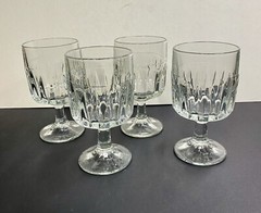 Set Of 4 Vintage Libbey Dura Tuff Clear Glass Stem Ware Winchester 8 oz 6.0”