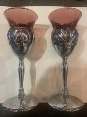 Vintage Farber Brothers Krome-Kraft Amethyst Cordial Glasses – Set of 2