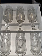 Cascade Fine Lead Crystal Champagne Bohemia etched Glasses ~ Set Of 6 New=CZECH