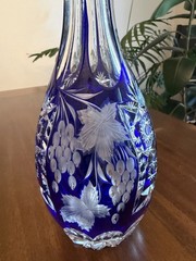 Bohemian Cobalt Blue Cut Crystal Decanter Medium Size and Brand New