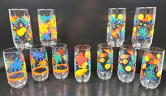 11 Libbey Tropical Beach Summer Tumblers Mixed Set Vintage Fun Drink Glasses Lot