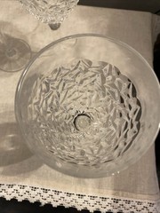 Barski Crystal Nicolette White Wine Glasses Rock Texture Design Set (4) 7.5”