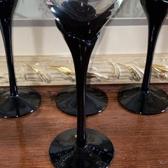 Pair (4) Colony Crystal Wine Glasses Black AMARYLLIS 9.»5 Tall – Made in Romania