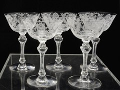 Set of 5 Tiffin Franciscan Elegant June Night 6 1/8 Inch Tall Sherbets EX COND