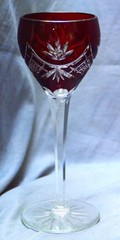 Art Deco Wine Glass Römer Lead Crystal, Bordeaux Red/Gold Ruby, 1930, 20 Cm