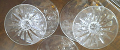 Set of 8 V-Shaped Crystal Champagne Sherbet Goblets Double Teardrop Cut on Bowl