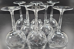 8) Fostoria Holly Clear Champagne Sherbet Set Vintage Crystal Cut Etch Retro Lot