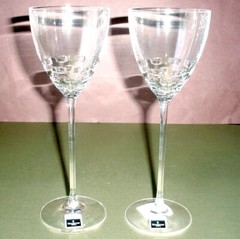 Waterford John Rocha Folio 2 Crystal White Wine SET/2 Horizontal Dash 9″ NEW