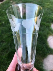 Set 2 Colony Forever Crystal Champagne Glasses Etched Hearts Birds Wedding VNTG