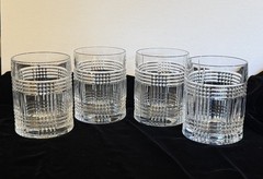 Ralph Lauren Crystal Glen Plaid 4” LowballGlasses Vertical Cut Top Set of 4 Read