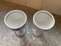 Cobalt Blue And White Porcelain Goblet/Wine/Saki Cups With Floral Design