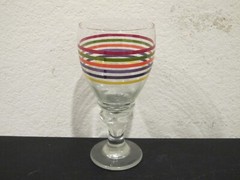 (6) Libbey Glass Rainbow Striped Fiesta Stemmed Goblets / Glasses