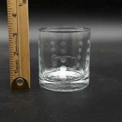(3) Etched Short Rocks Glasses – Dots, Lines & Swirl – 8 oz – Cheers Style