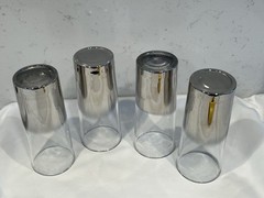 Set of 4 Mercury Silver Fade Highball Glasses 16 oz Tumblers Ombre Cocktail