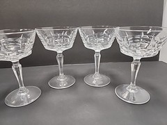 Vintage French Lead Crystal By W.M. Dalton Cherbourg Champagne Sherbet Glasses