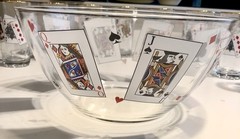 VINTAGE SET NWT MINT CONDITION PASABAHCE Playing Card Poker Glasses & BOWL