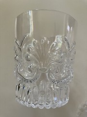 Vtg Pilgrim Adams Clear Raised Fan 3 Old Fashioned Glasses Tumblers 3.5″ MINT