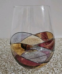 Milano Romanian Mosaic Stained Stemless Wine Glass