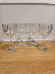 Vtg Set of 4 Mikasa Park Lane 6 3/4″ Wine/Water Goblet Crystal Glasses W Germany