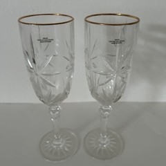 Avon Gold Accent Fluted Champagne (Champagne Flutes Cristal d’Arques France )