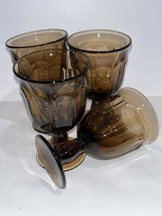 Vtg Noritake Provincial Brown Paneled Wine Glass Goblet 70s 80s Set of 4