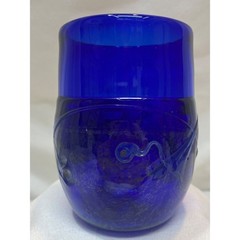 Frederick Warren Studio Art Glass Tumbler Handblown Glass Cup Blue 1993