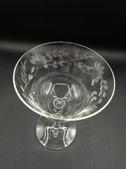 6 Glastonbury-Lotus 3720-19 Champagne/Tall Sherbet 6″ Hand Blown Glass 1930-40s