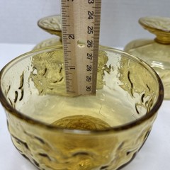 Vtg Anchor Hocking Milano Lido Honey Gold Amber Crinkle Glass Sherbet Bowls Qty4