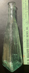 ,,Very Unusual Vintage Clear Glass Triangular Pear Juice Bottle Undamaged